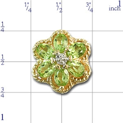 B2307 14K SLIDE WITH DIAMOND CENTER/FLOWER DESIGN 